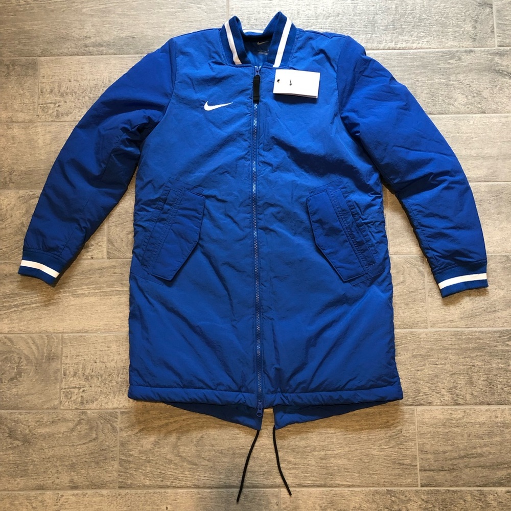 New Nike Jacket Long Dugout Bench Blue Full Zip Winter Women’s Size Small